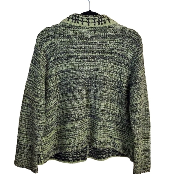 Willow Vintage Green Black Heavy Knit Lagonlook Cardigan Jacket Size L - Picture 2 of 3